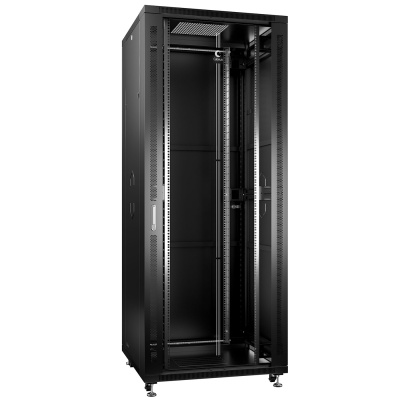 Cabeus SH-05C-42U80/100-BK Шкаф монтажный телекоммуникационный 19" напольный для распределительного и серверного оборудования 42U 800x1000x2055mm (ШхГхВ) передняя стеклянная и задняя сплошная металлическая двери, ручка с замком, цвет черный (RAL 9004)