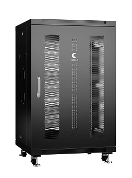 Cabeus ND-05C-18U60/60-BK Шкаф монтажный телекоммуникационный 19" напольный для распределительного и серверного оборудования 18U 600x600x988mm (ШхГхВ) передняя и задняя перфорированные двери, ручка с замком, цвет черный (RAL 9004)