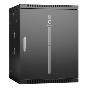 Cabeus SH-05F-15U60/45m-BK Шкаф телекоммуникационный настенный 19" 15U 600x450x769mm (ШхГхВ) дверь металл, цвет черный (RAL 9004)