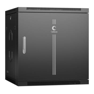 Cabeus SH-05F-12U60/35m-BK Шкаф телекоммуникационный настенный 19" 12U 600x350x635mm (ШхГхВ) дверь металл, цвет черный (RAL 9004)