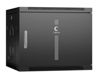 Cabeus SH-05F-9U60/35m-BK Шкаф телекоммуникационный настенный 19" 9U 600x350x501mm (ШхГхВ) дверь металл, цвет черный (RAL 9004)