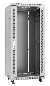 Cabeus SH-05C-27U60/100 Шкаф монтажный телекоммуникационный 19" напольный для распределительного и серверного оборудования 27U 600x1000x1388mm (ШхГхВ) передняя стеклянная и задняя сплошная металлическая двери, ручка с замком, цвет серый (RAL 7035)