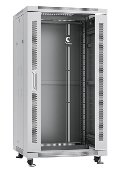 Cabeus SH-05C-22U60/60 Шкаф монтажный телекоммуникационный 19" напольный для распределительного и серверного оборудования 22U 600x600x1166mm (ШхГхВ) передняя стеклянная и задняя сплошная металлическая двери, ручка с замком, цвет серый (RAL 7035)