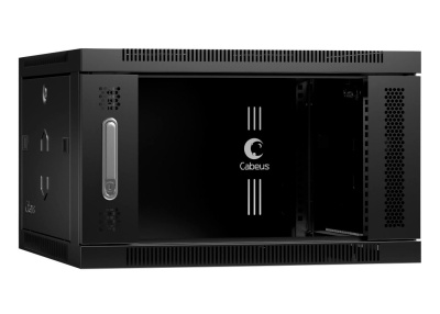 Cabeus SH-05F-6U60/35-BK Шкаф телекоммуникационный настенный 19" 6U 600x350x368mm (ШхГхВ) дверь стекло, цвет черный (RAL 9004)