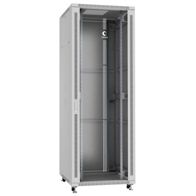 Cabeus SH-05C-47U80/80 Шкаф монтажный телекоммуникационный 19" напольный для распределительного и серверного оборудования 47U 800x800x2277mm (ШхГхВ) передняя стеклянная и задняя сплошная металлическая двери, ручка с замком, цвет серый (RAL 7035)