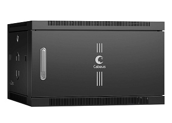 Cabeus SH-05F-6U60/45m-BK Шкаф телекоммуникационный настенный 19" 6U 600x450x368mm (ШхГхВ) дверь металл, цвет черный (RAL 9004)