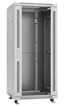 Cabeus SH-05C-27U60/80 Шкаф монтажный телекоммуникационный 19" напольный для распределительного и серверного оборудования 27U 600x800x1388mm (ШхГхВ) передняя стеклянная и задняя сплошная металлическая двери, ручка с замком, цвет серый (RAL 7035)