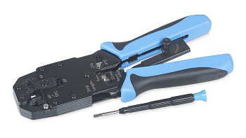 Cabeus HT-2008AR Инструмент обжимной для RJ-45 (8р8с), RJ-11/12 (6р6с, 6р4с, 6р2с), 4р4с, 4р2с, профессиональный, с храповым механизмом