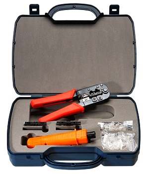 Cabeus HT-2568E Набор инструментов (инструмент обжимной для RJ-45, RJ-12, инструмент для заделки витой пары 110/66 типа, 30х8P8C, 30x6P6C)