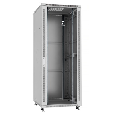 Cabeus SH-05C-42U80/80 Шкаф монтажный телекоммуникационный 19" напольный для распределительного и серверного оборудования 42U 800x800x2055mm (ШхГхВ) передняя стеклянная и задняя сплошная металлическая двери, ручка с замком, цвет серый (RAL 7035)