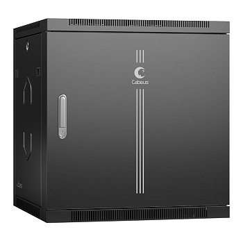 Cabeus SH-05F-12U60/60m-BK Шкаф телекоммуникационный настенный 19" 12U 600x600x635mm (ШхГхВ) дверь металл, цвет черный (RAL 9004)
