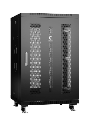 Cabeus ND-05C-18U60/80-BK Шкаф монтажный телекоммуникационный 19" напольный для распределительного и серверного оборудования 18U 600x800x988mm (ШхГхВ) передняя и задняя перфорированные двери, ручка с замком, цвет черный (RAL 9004)