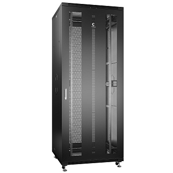 Cabeus ND-05C-42U80/100-BK Шкаф монтажный телекоммуникационный 19" напольный для распределительного и серверного оборудования 42U 800x1000x2055mm (ШхГхВ) передняя и задняя перфорированные двери, ручка с замком, цвет черный (RAL 9004)