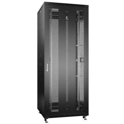 Cabeus ND-05C-42U80/100-BK Шкаф монтажный телекоммуникационный 19" напольный для распределительного и серверного оборудования 42U 800x1000x2055mm (ШхГхВ) передняя и задняя перфорированные двери, ручка с замком, цвет черный (RAL 9004)