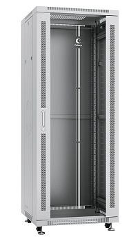 Cabeus SH-05C-32U60/60 Шкаф монтажный телекоммуникационный 19" напольный для распределительного и серверного оборудования 32U 600x600x1610mm (ШхГхВ) передняя стеклянная и задняя сплошная металлическая двери, ручка с замком, цвет серый (RAL 7035)