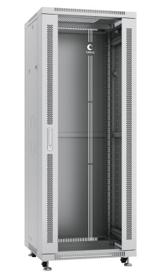Cabeus SH-05C-32U60/60 Шкаф монтажный телекоммуникационный 19" напольный для распределительного и серверного оборудования 32U 600x600x1610mm (ШхГхВ) передняя стеклянная и задняя сплошная металлическая двери, ручка с замком, цвет серый (RAL 7035)