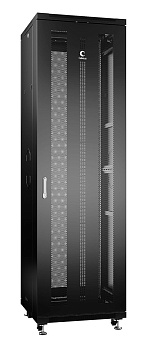 Cabeus ND-05C-42U60/60-BK Шкаф монтажный телекоммуникационный 19" напольный для распределительного и серверного оборудования 42U 600x600x2055mm (ШхГхВ) передняя и задняя перфорированные двери, ручка с замком, цвет черный (RAL 9004)