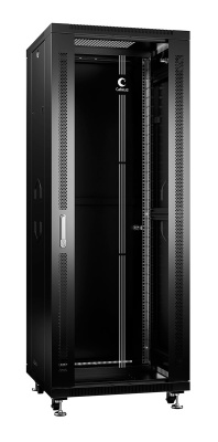 Cabeus SH-05C-37U60/80-BK Шкаф монтажный телекоммуникационный 19" напольный для распределительного и серверного оборудования 37U 600x800x1833mm (ШхГхВ) передняя стеклянная и задняя сплошная металлическая двери, ручка с замком, цвет черный (RAL 9004)