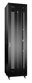 Cabeus ND-05C-47U60/60-BK Шкаф монтажный телекоммуникационный 19" напольный для распределительного и серверного оборудования 47U 600x600x2277mm (ШхГхВ) передняя и задняя перфорированные двери, ручка с замком, цвет черный (RAL 9004)